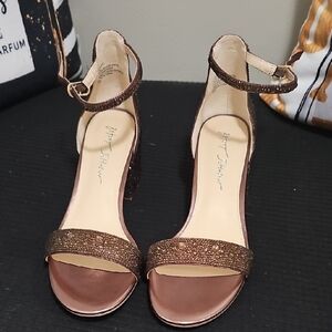 Betsey Johnson Bronze Ankle Strap Heels